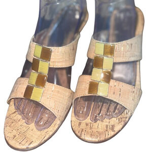 Croft & Barrow Sole Senseability Womens Wedge Heel Cork Sandals Brown Size 8